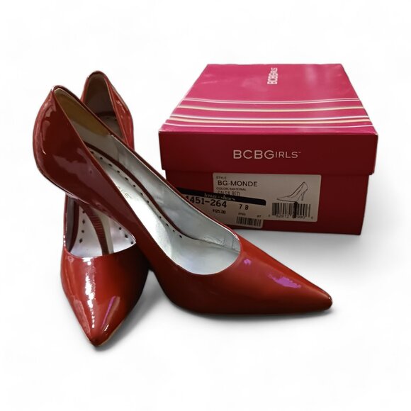 BCBGirls BG- Monde Salsa Red Patent Leather Pointed Toe Pump Heels Size 7B - Picture 11 of 12